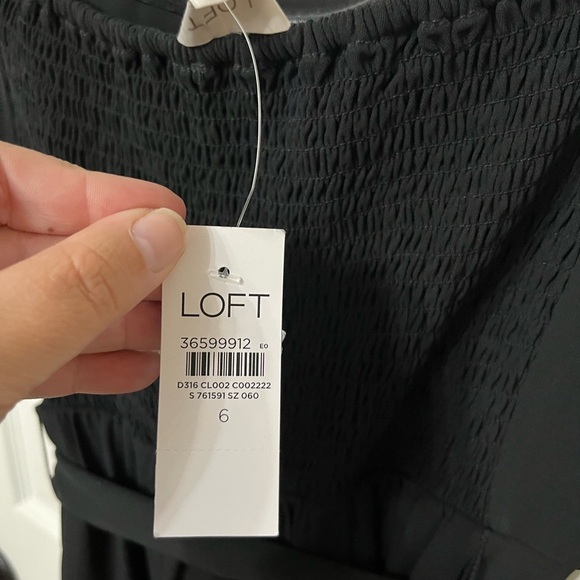 NWT Loft Black Elegant Black Strapless Jumpsuit Sz 6 with tie, smocked back - Picture 7 of 7